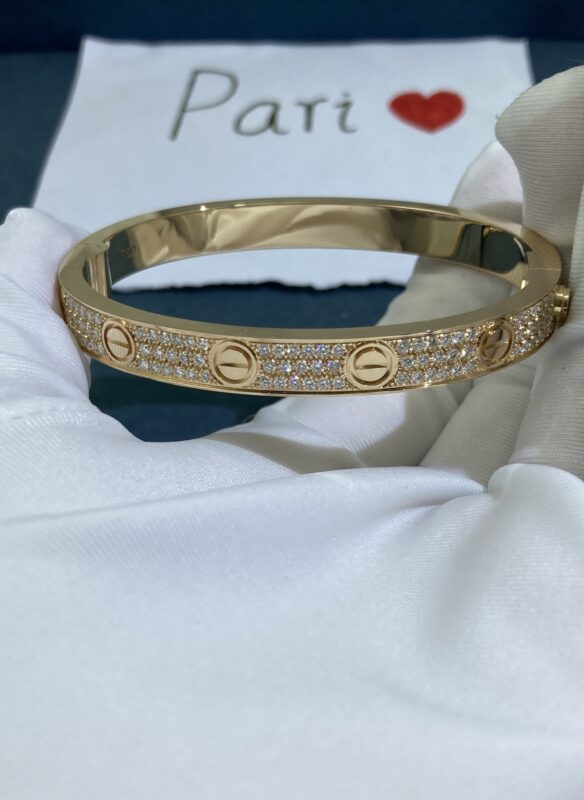 Cartier Love Diamond Bracelet, Size 17 in Stock