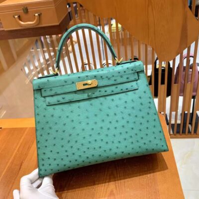 Kelly 28 Ostrich Vert Verone GHW