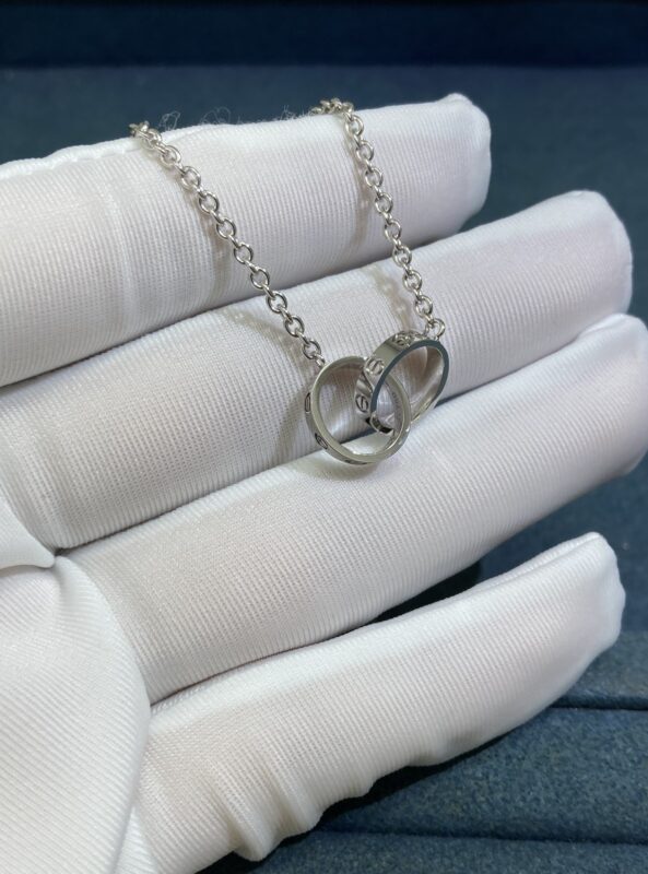 Double Link Bracelet without Diamonds, White Gold