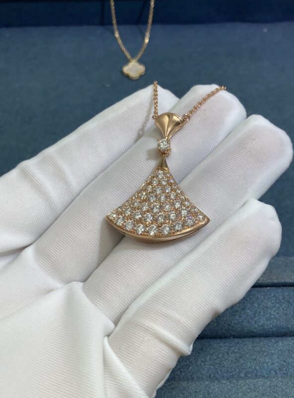 Large Diamond Dress Necklace, Rose Gold