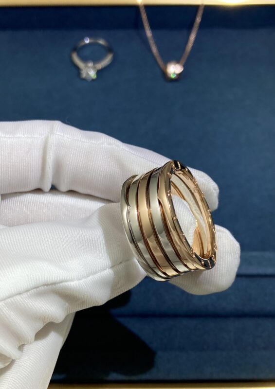 Two-Tone Spring Ring, White Gold + Rose Gold