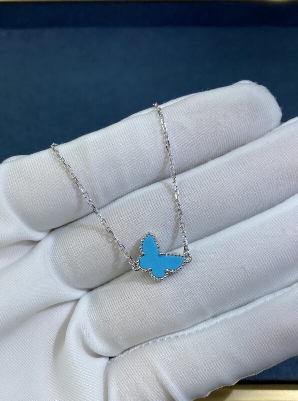 Turquoise Butterfly Bracelet, White Gold