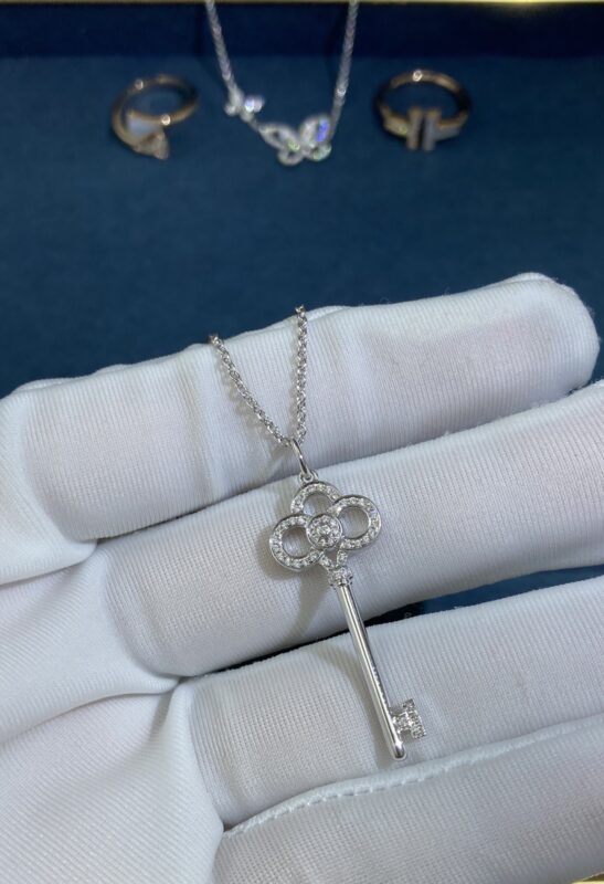 Key Necklace, White Gold