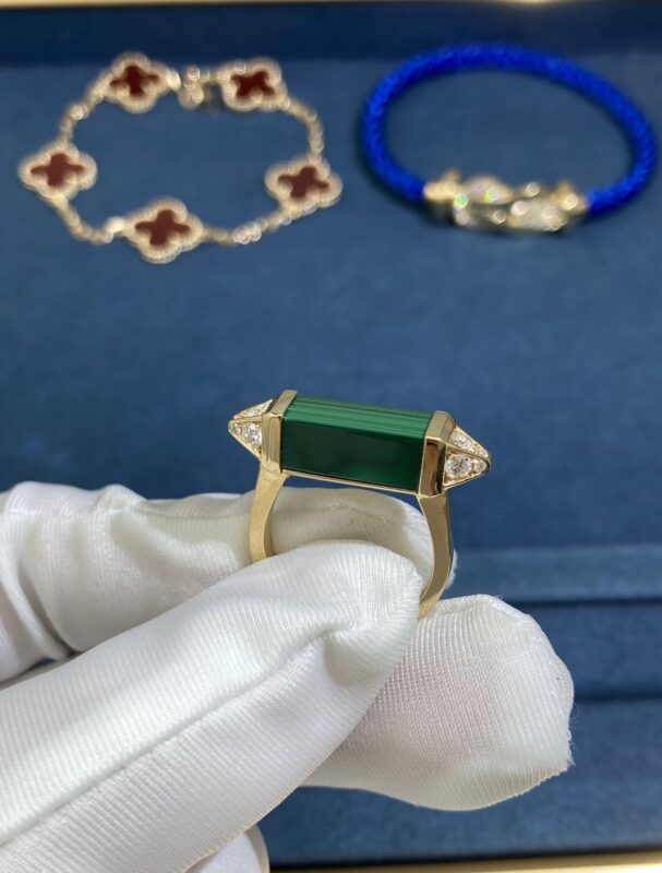 C Home Malachite Band Diamond Ring, Yellow Gold