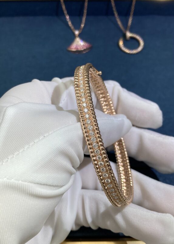 Bead Center Bracelet with Diamonds, Rose Gold