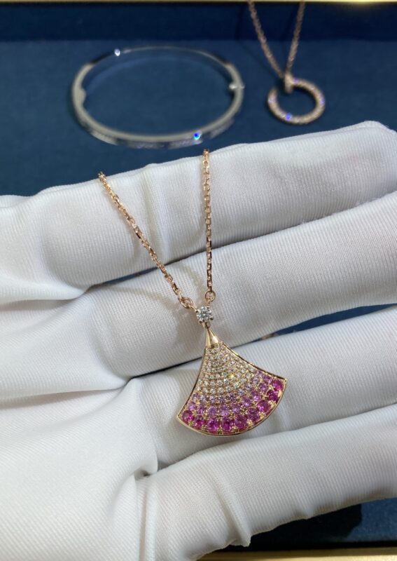 Pink Sapphire and Diamond Dress Necklace, Rose Gold