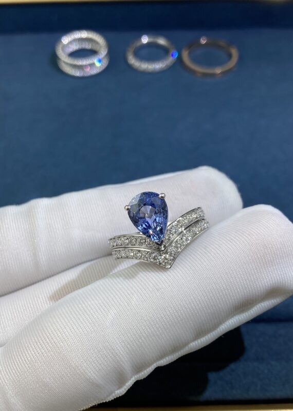 Sapphire and Diamond Ring, White Gold