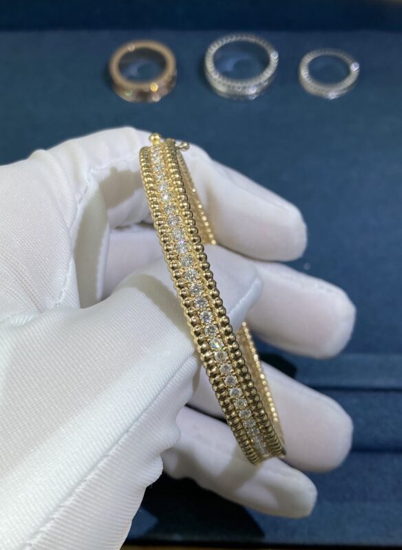 Bead Center Diamond Bracelet, Yellow Gold