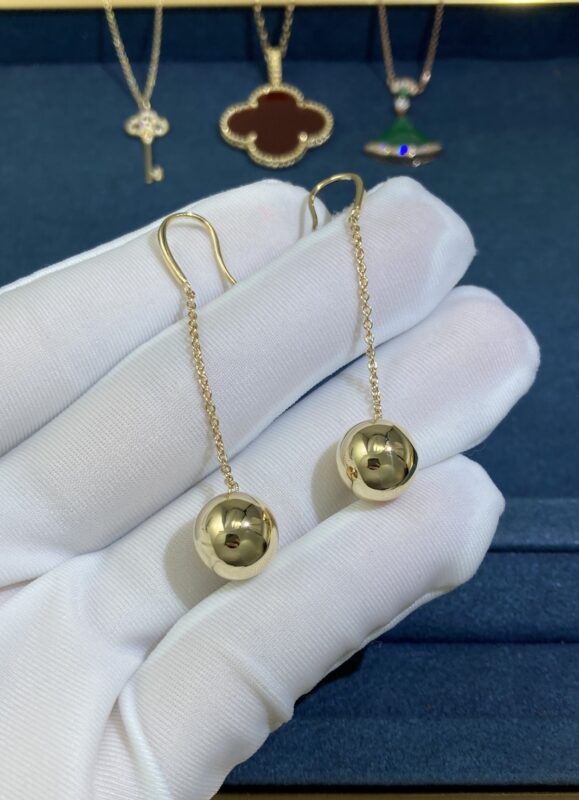 T Home Ball Earrings, Yellow Gold