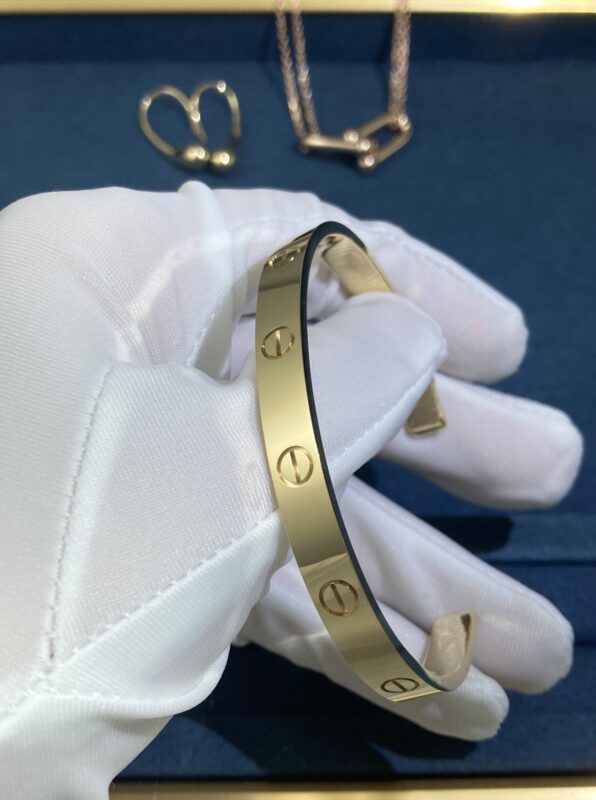 Wide Drillless Screw Bracelet, Yellow Gold