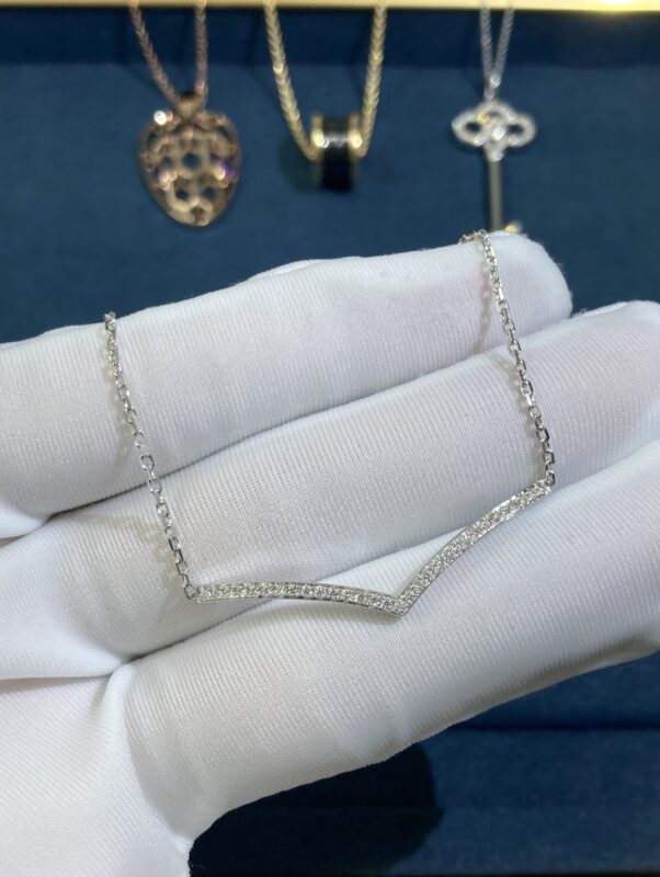 V-shaped Bracelet with Diamonds, White Gold