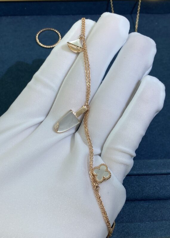 White Shell Bracelet, Rose Gold