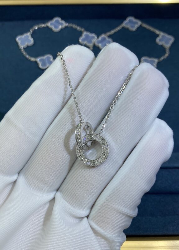 Ring of Diamonds Necklace, White Gold