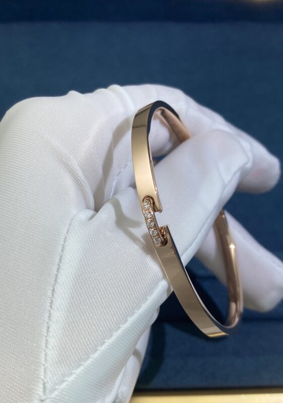 Slanted Bar Bracelet with Diamonds, Rose Gold