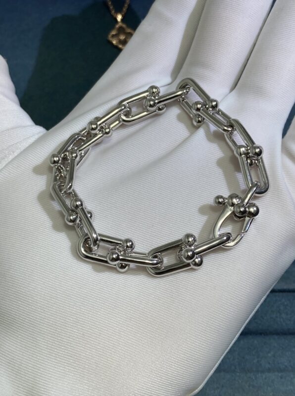 Bead and Diamond Bracelet, White Gold