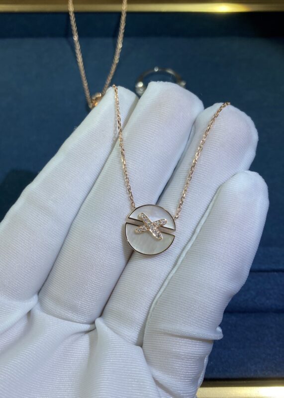 White Shell X Necklace, Rose Gold