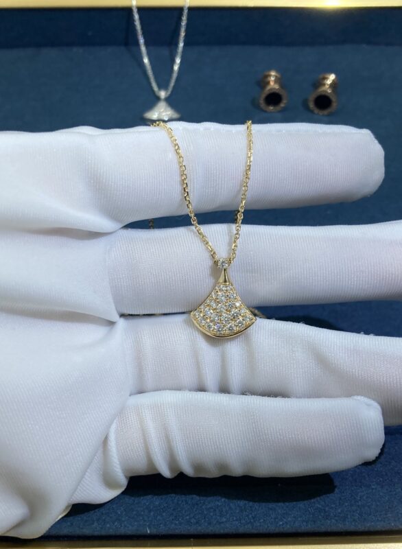 Petite Dress Necklace with Diamonds, Yellow Gold