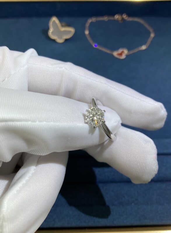 Six Prong Diamond Ring, White Gold