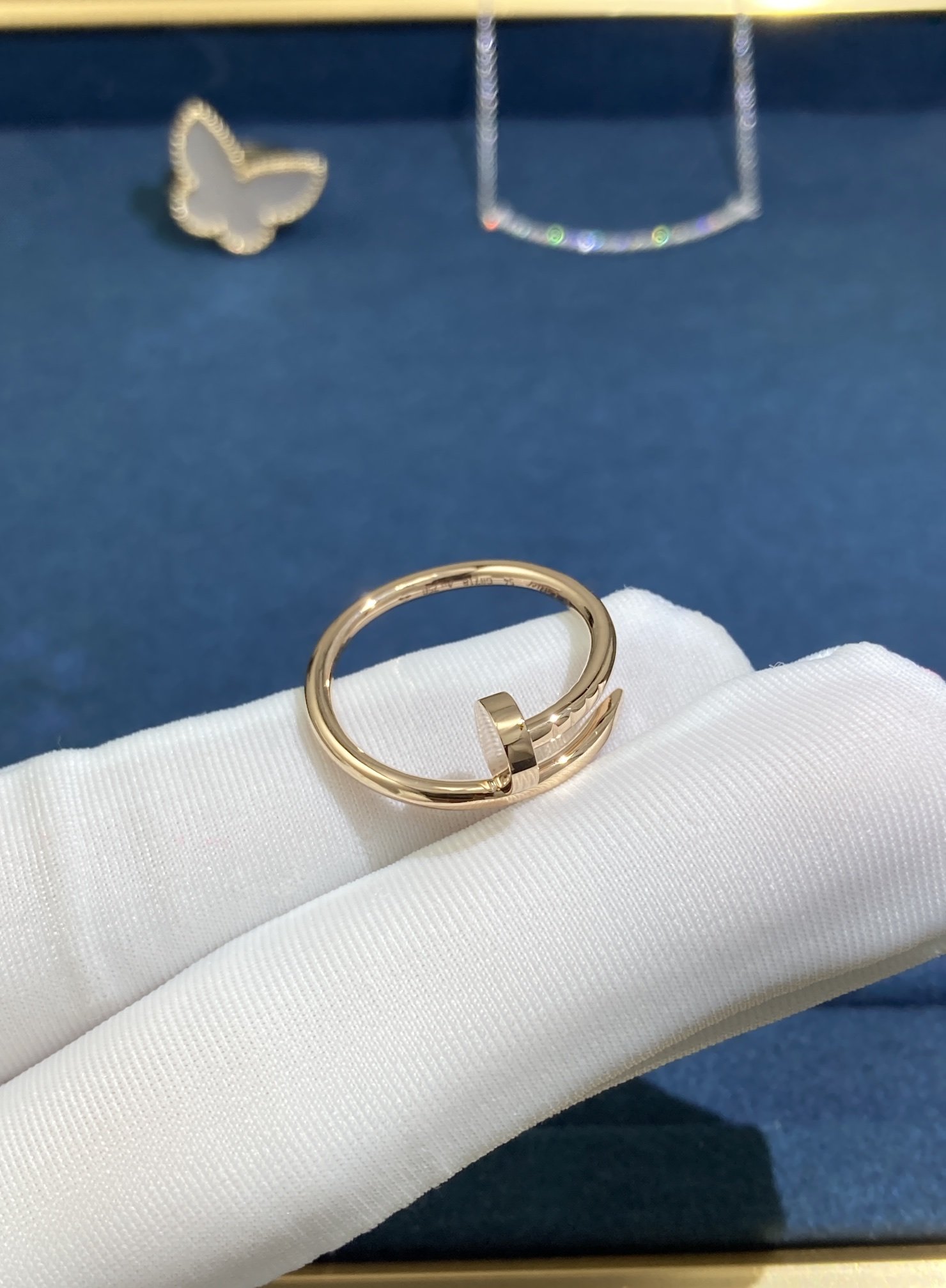 50213.jpg Narrow Diamond-Free Stud Ring, Rose Gold - Image 1