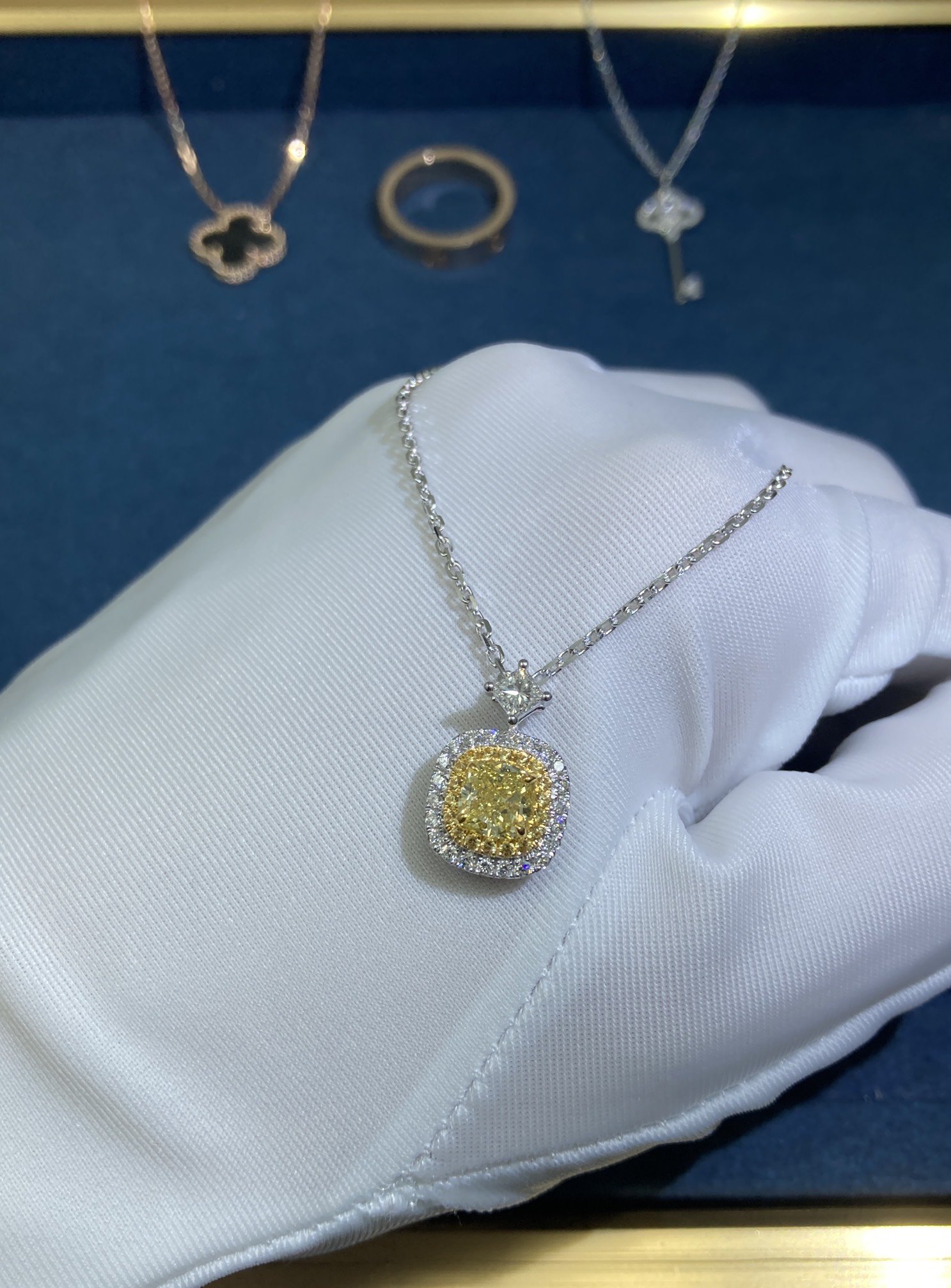 50258.jpg Yellow Diamond Necklace, White Gold - Image 1