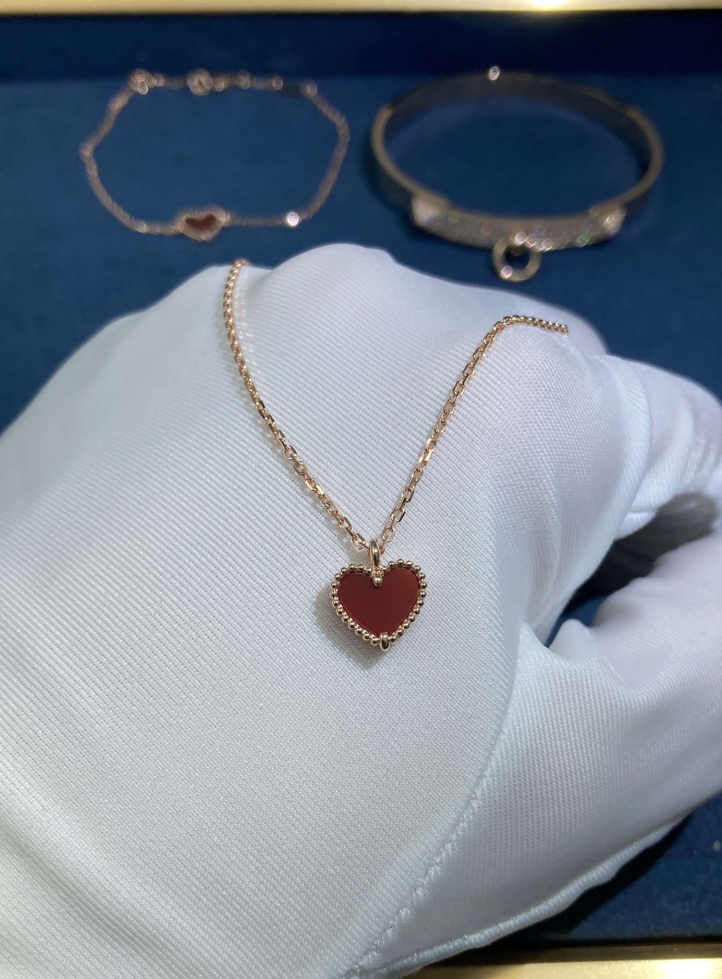 50273.jpg Carnelian Heart Necklace, Rose Gold - Image 1