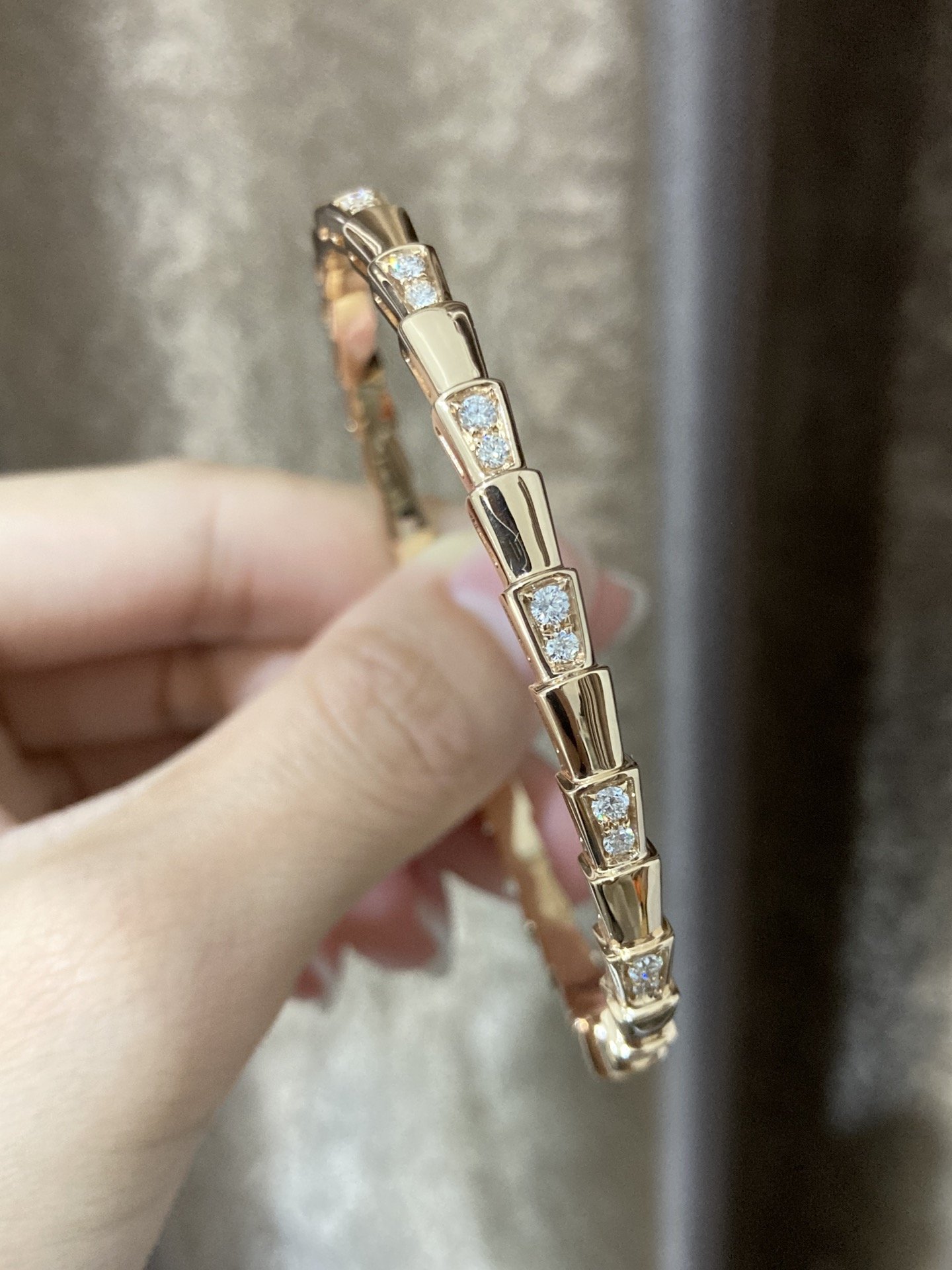 50278.jpg Diamond Snake Bracelet, Rose Gold - Image 1