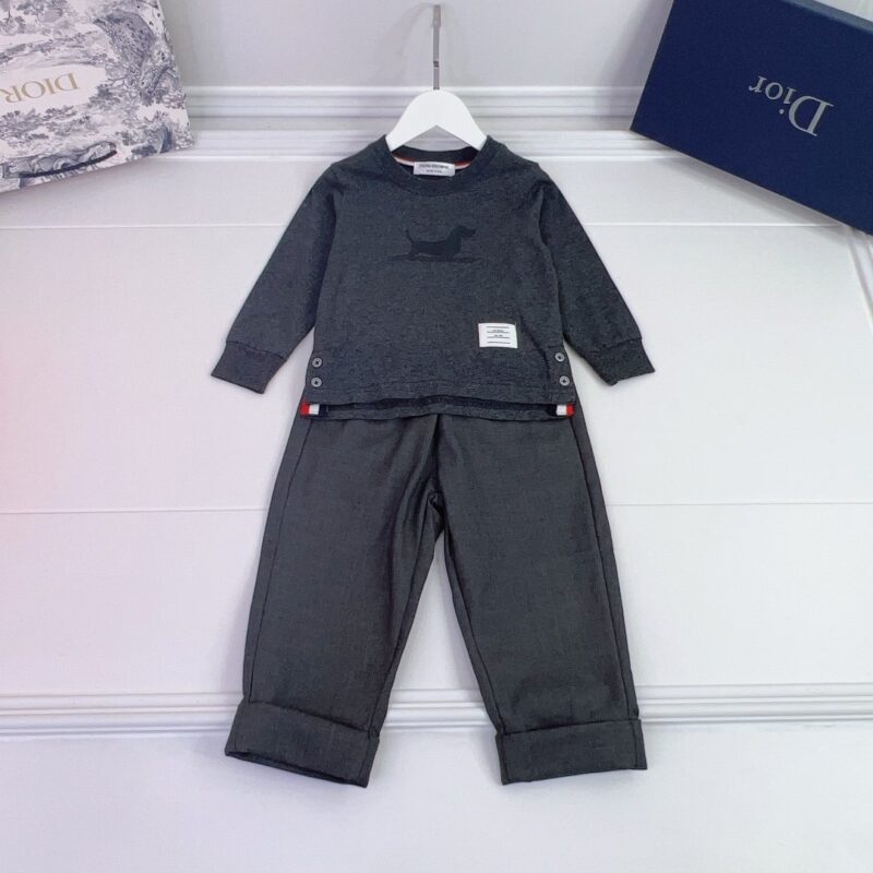 Thom Browne Kid’s Grey Sweater & Trousers