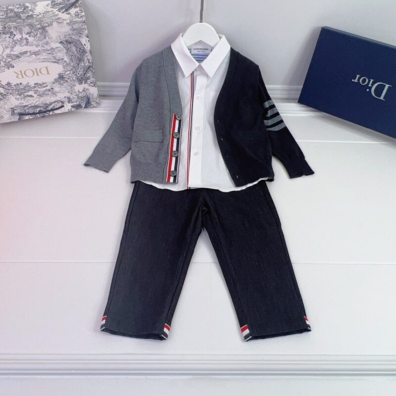 Thom Browne Kid’s White Shirt & Black Trousers