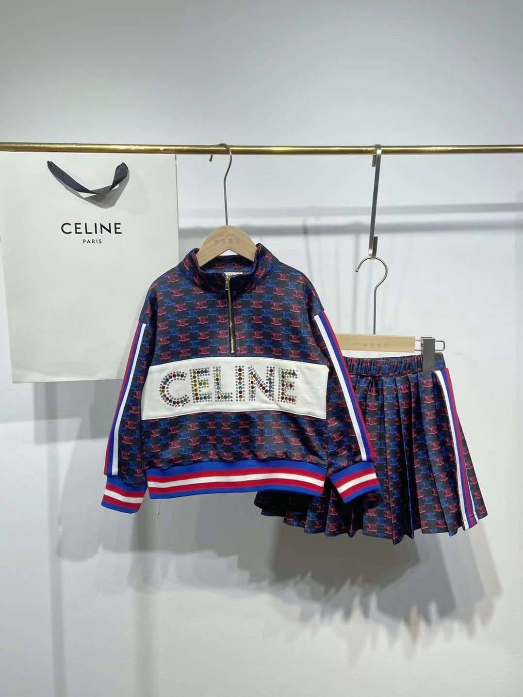 57217.jpg Celine Kids Half Zippered Sweater & Skirt - Image 1