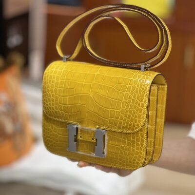 Constance 18 in Jaune Ambre Crocodile