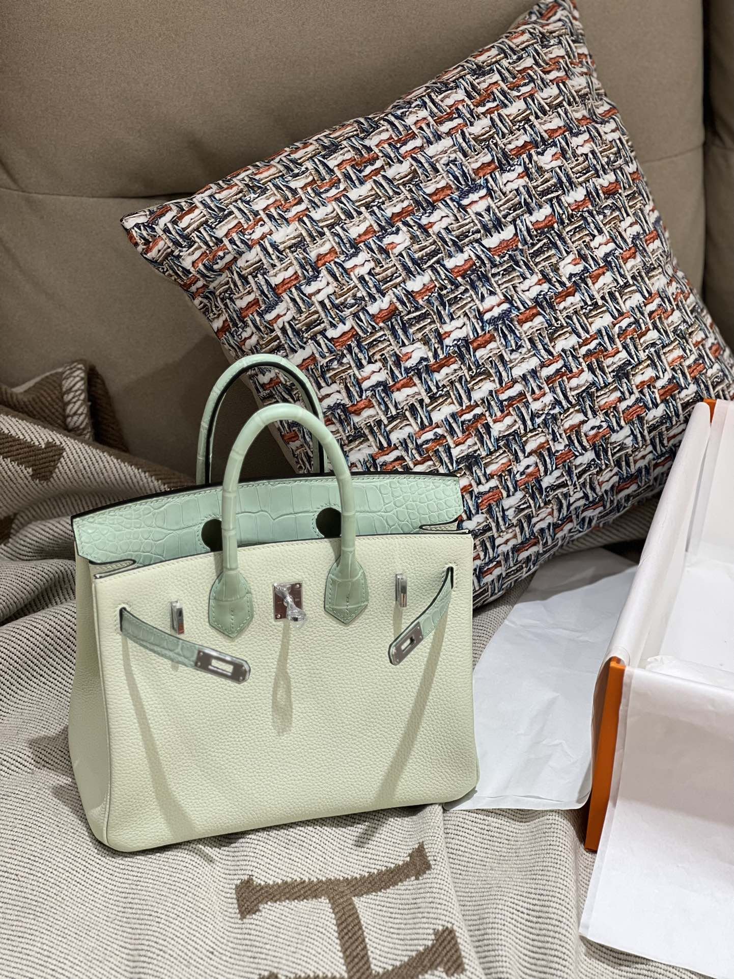 79123.jpg Birkin Touch 25 Togo & Crocodile - Image 1