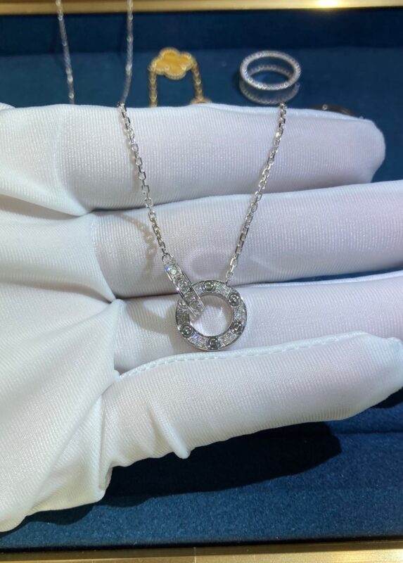 Ring of Diamonds Necklace, White Gold