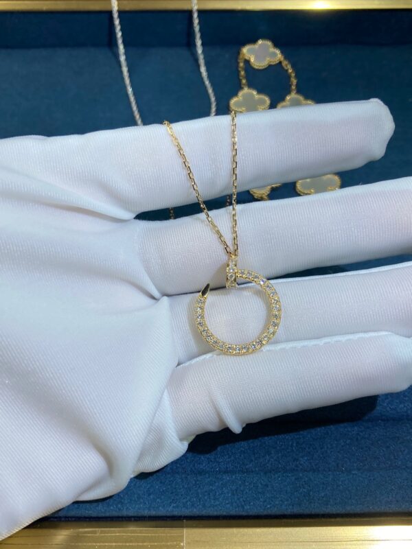 Full Diamond Nail Necklace, Yellow Gold