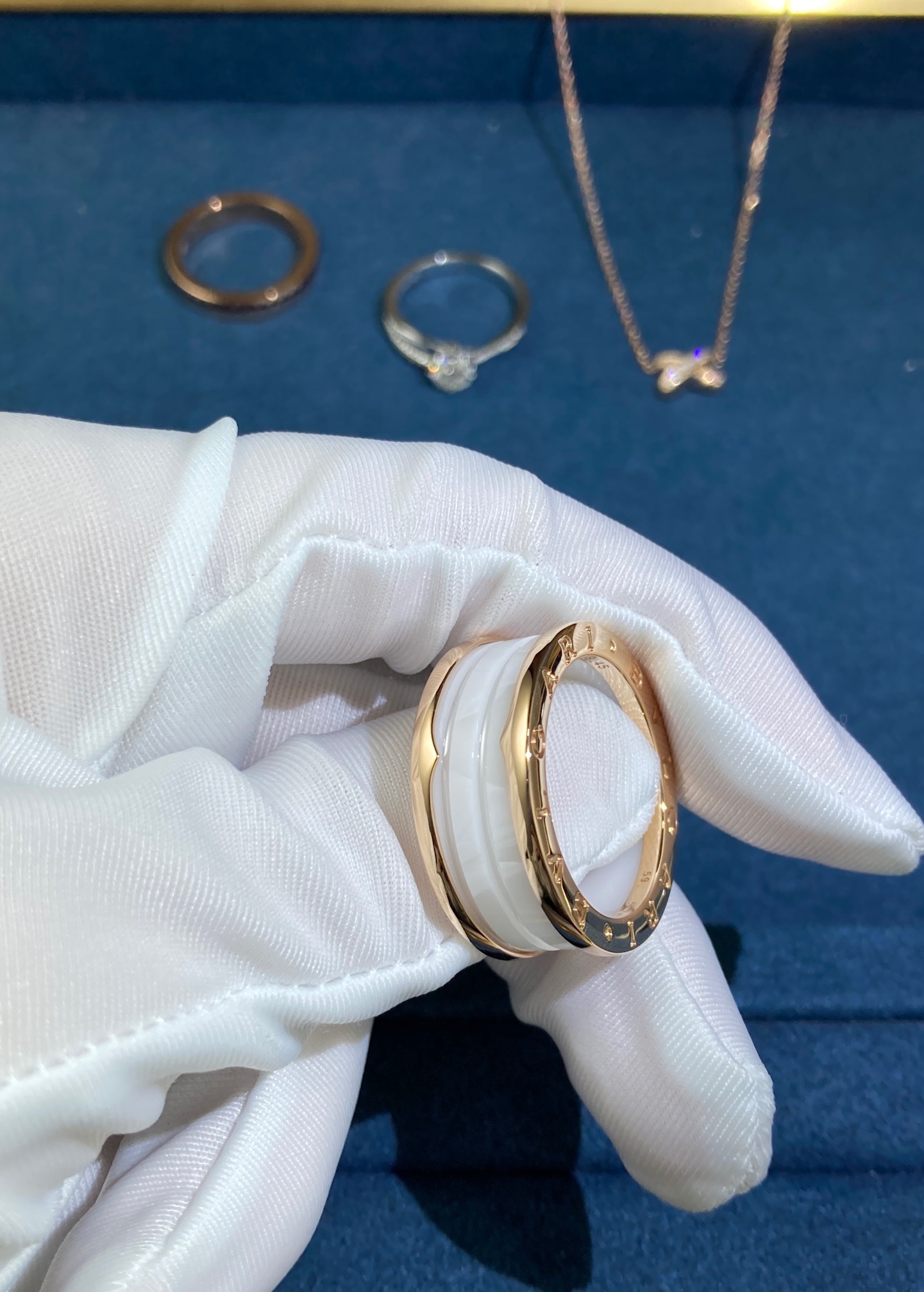 img_0574 White Ceramic Ring, Rose Gold - Image 1