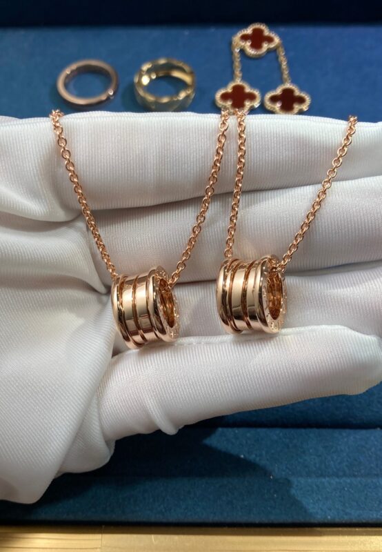 Plain Gold Spring Necklace, Rose Gold