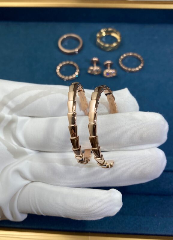 Snakebone Stud Earrings, Rose Gold