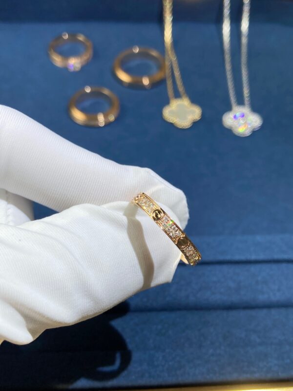 Gypsophila Narrow Two Row Diamond Ring, Rose Gold