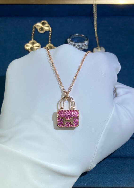 Constance Pink Sapphire Necklace in Rose Gold