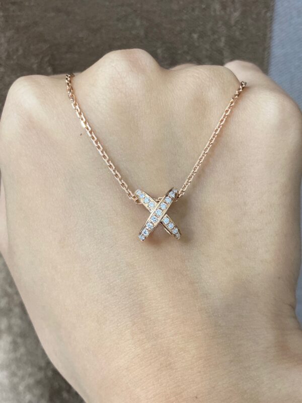 Crossover Diamond Necklace, Rose Gold