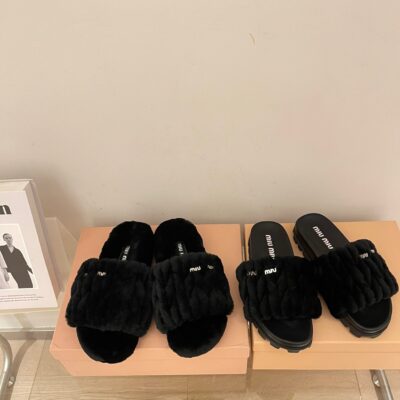 Miu Miu 2023 New Wool Slippers