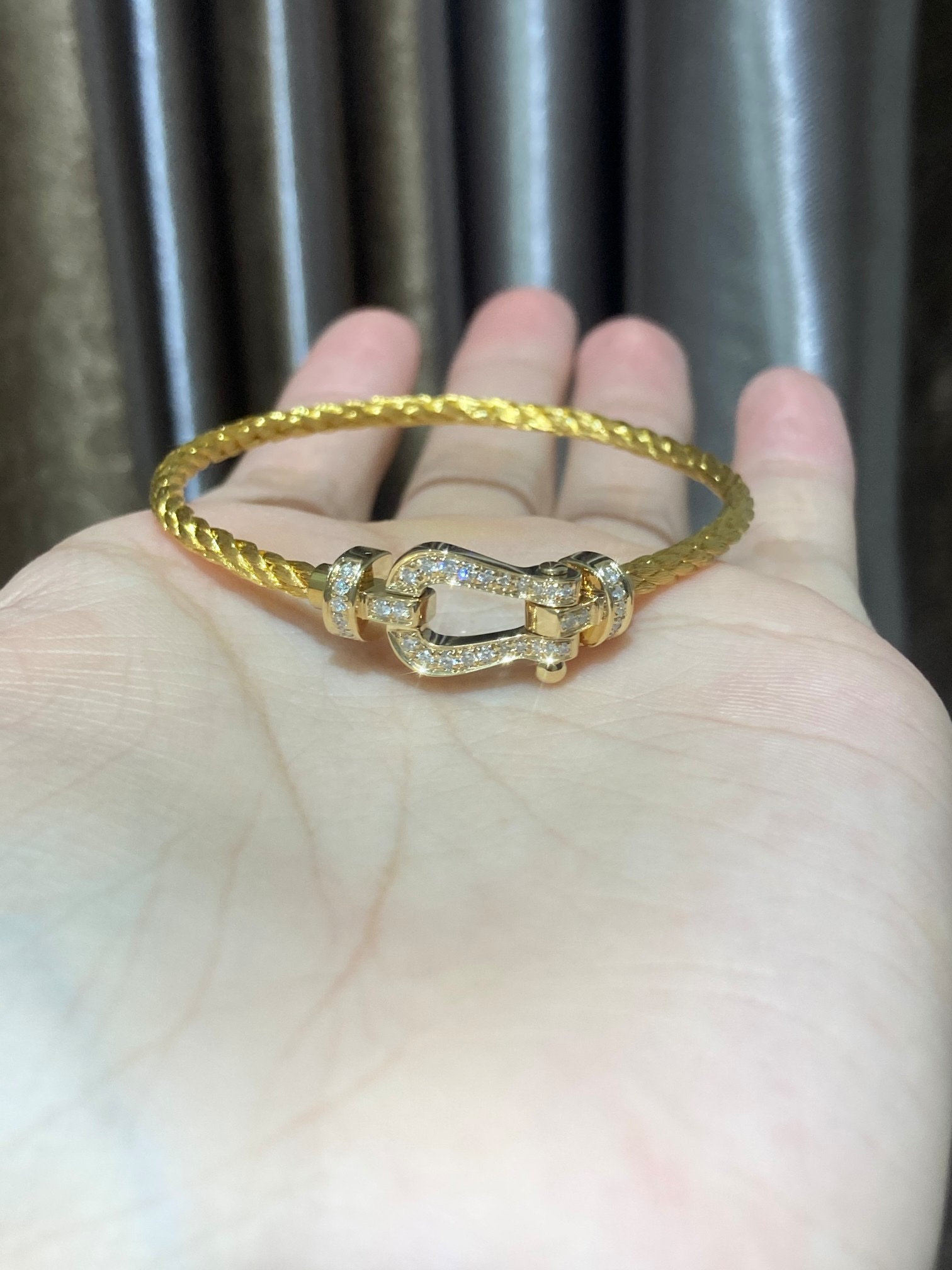 img_2924 Medium Horseshoe Buckle Full Diamond Bracelet - Image 1