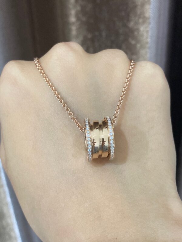 Bezel Spring Necklace, Rose Gold