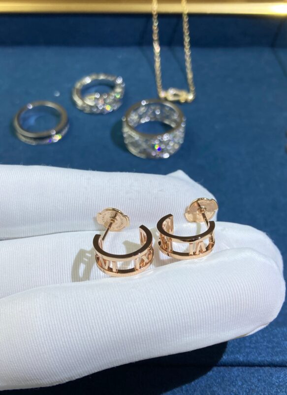 T House Roman Stud Earrings, Rose Gold