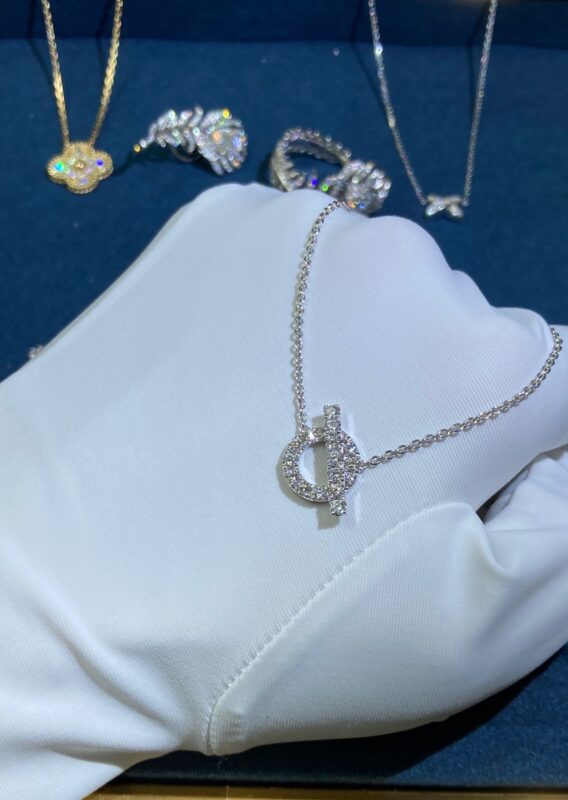 Small Q Diamond Necklace, White Gold