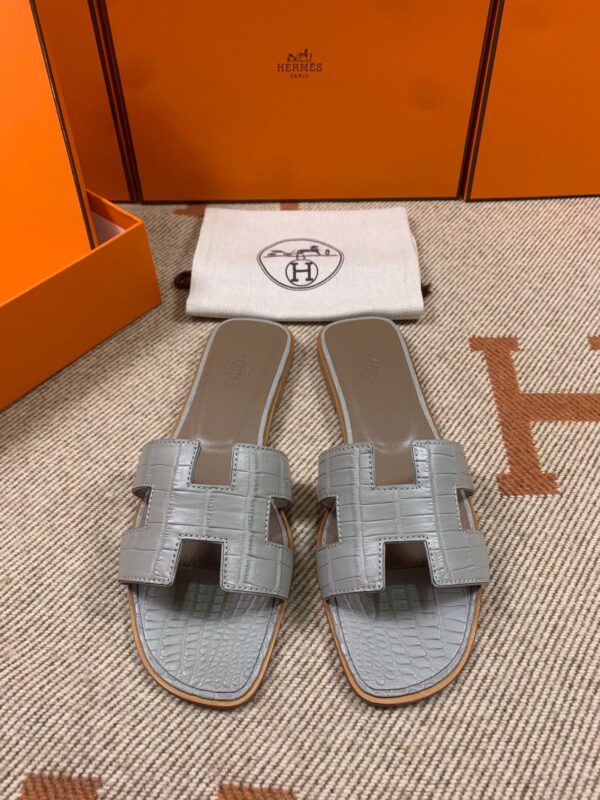 Hermes Oran Sandals in Croco (Fully Handmade)