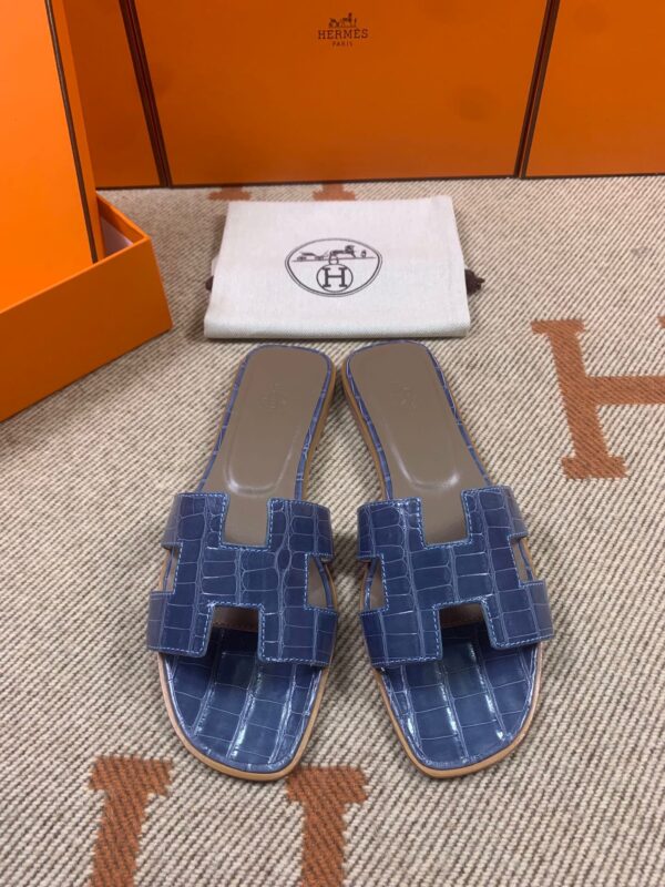 Hermes Oran Sandals in Croco (Fully Handmade)