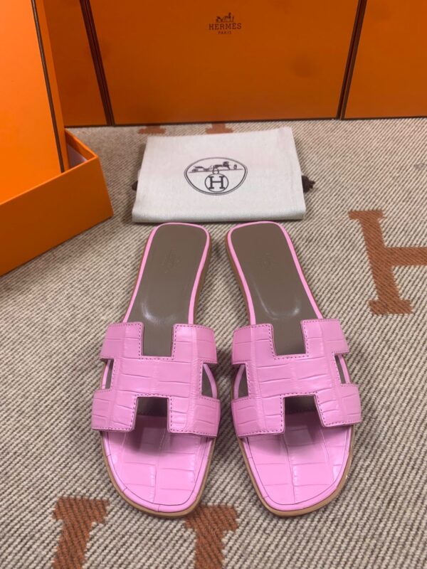 Hermes Oran Sandals in Croco (Fully Handmade)