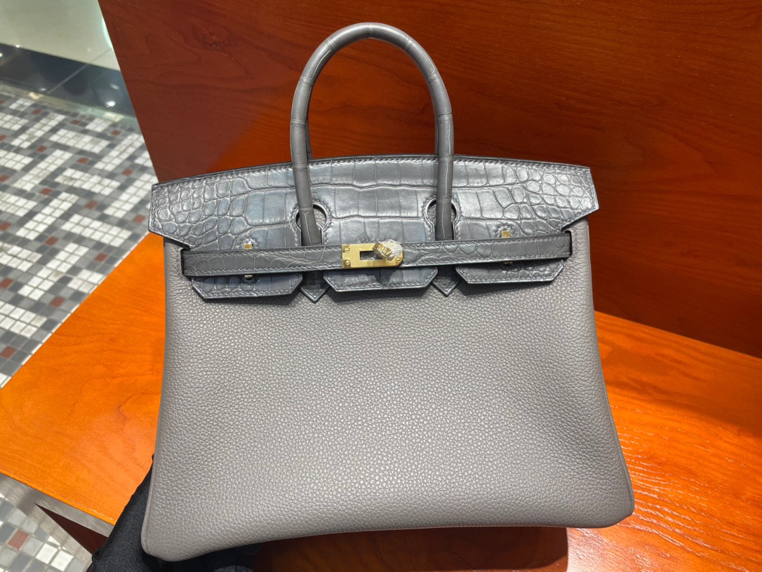 img_6528 Birkin Touch 25 in Togo & Crocodile - Image 1