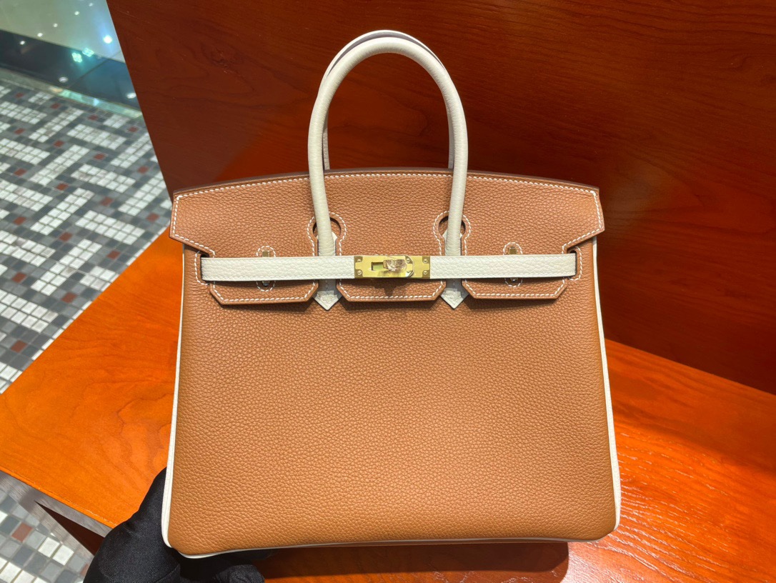 img_6546 Birkin 30 Golden Brown & White Togo GHW - Image 1