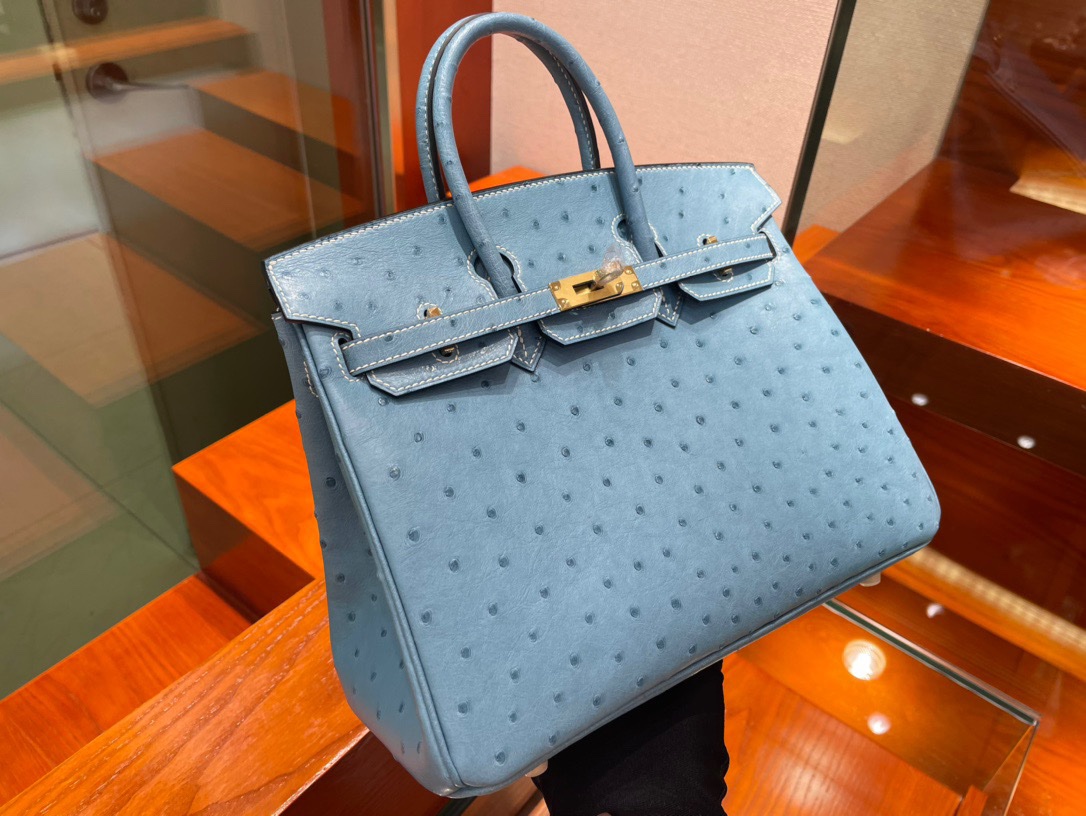 Hermes birkin ostrich shops blue